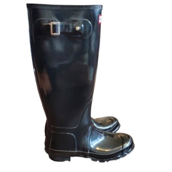 Hunter Original Black High Gloss Boots Size 8M/9F - Picture 4 of 14